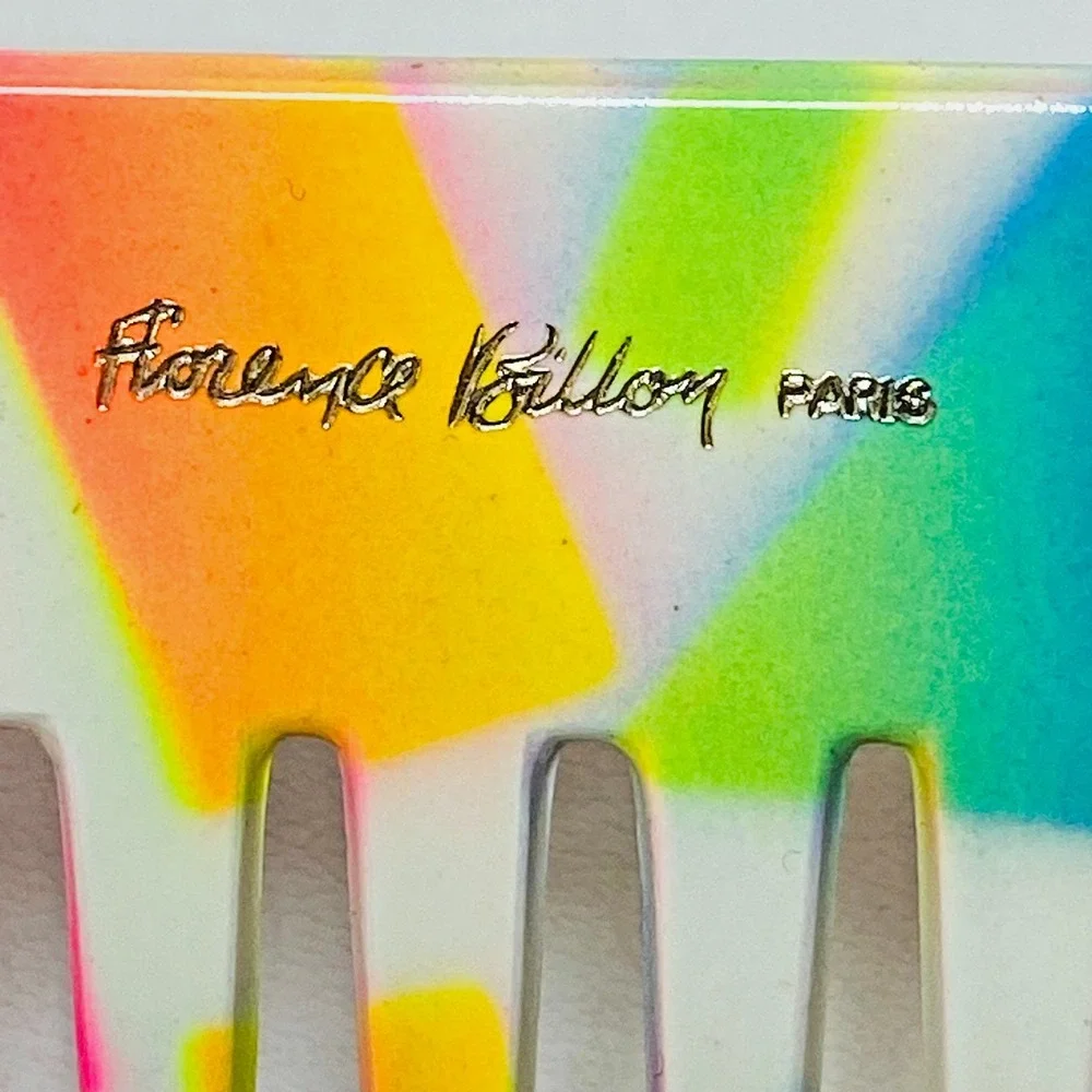 VTG Florence Billon Wide‎ Tooth Detangle Comb Neon Made In Paris 6 Inch 80s